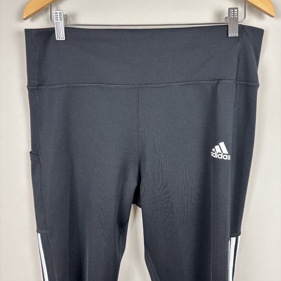 Adidas Aeroready Leggings Womens XL Black High Rise 3 Stripe Athletic Athleisure - Picture 2 of 12